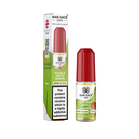 Double Apple Shisha Nicotine Salt by Bar Juice 5000 and Box