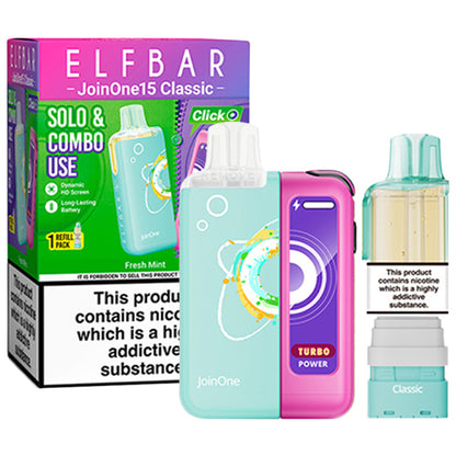 Fresh Mint Elf Bar JoinOne 15 Prefilled Pod Kit and Box