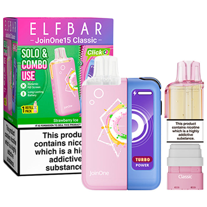 Strawberry Ice Elf Bar JoinOne 15 Prefilled Pod Kit and Box