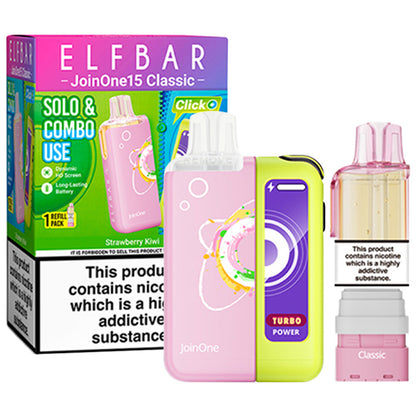 Strawberry Kiwi Elf Bar JoinOne 15 Prefilled Pod Kit and Box