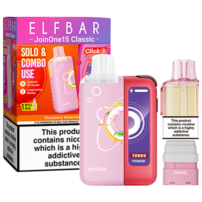 Strawberry Watermelon Elf Bar JoinOne 15 Prefilled Pod Kit and Box