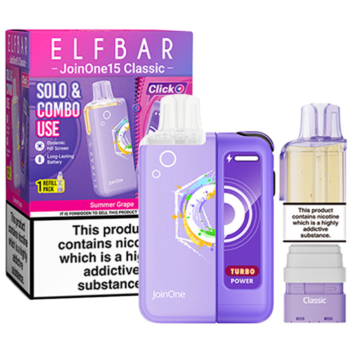 Summer Grape Elf Bar JoinOne 15 Prefilled Pod Kit and Box