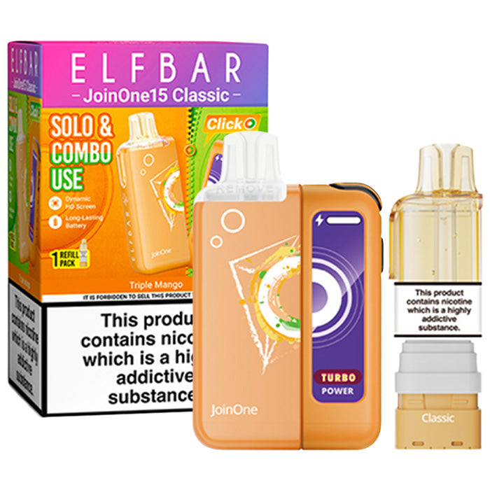 Triple Mango Elf Bar JoinOne 15 Prefilled Pod Kit and Box
