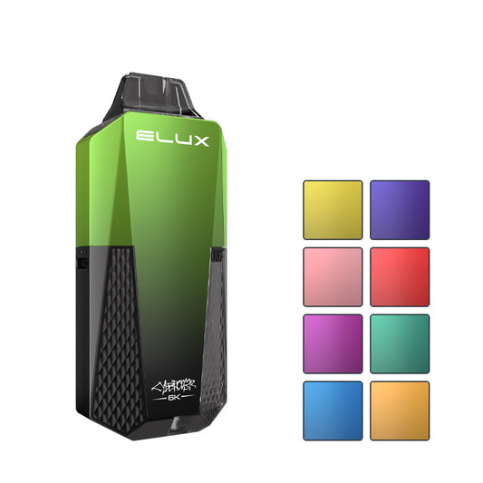 Elux Cyberover 6K Prefilled Kit with eight squares showcasing eight flavours out of twenty