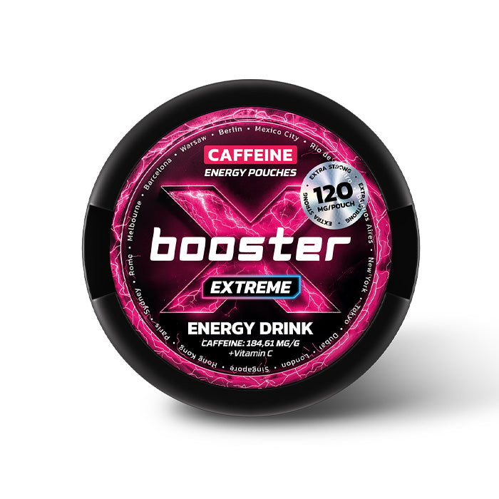 Can of Energy Drink X-Booster 120mg Caffeine Energy Pouches