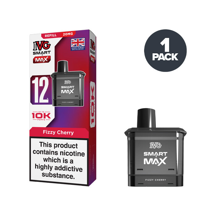 Fizzy Cherry IVG Smart Max 20mg Refill Pack and Box