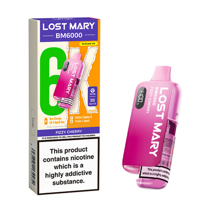 Fizzy Cherry Lost Mary BM6000 Prefilled Pod Kit and Box