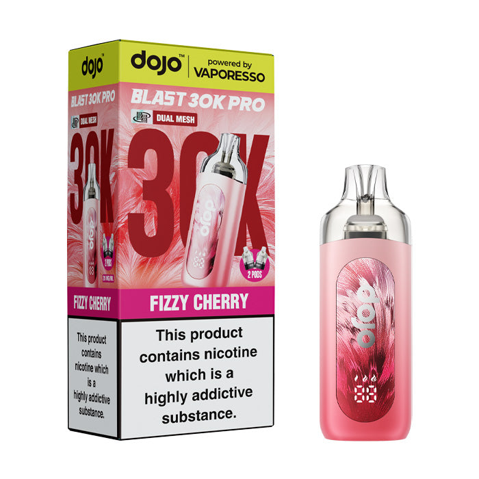 Fizzy Cherry Vaporesso Dojo Blast 30K Pro Pod Kit and Box