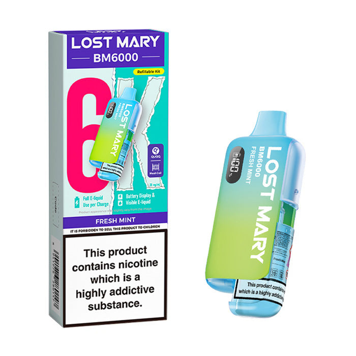 Fresh Mint Lost Mary BM6000 20mg Kit and Box