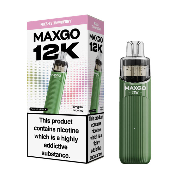 Fresh Strawberry Relx MaxGo 12k Prefilled Pod Kit and Box