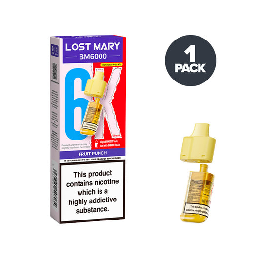 Fruit Punch Lost Mary BM6000 Prefilled Pod and Box