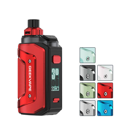 Geekvape Aegis Hero 5 Pod Kit with seven squares showcasing all available colours