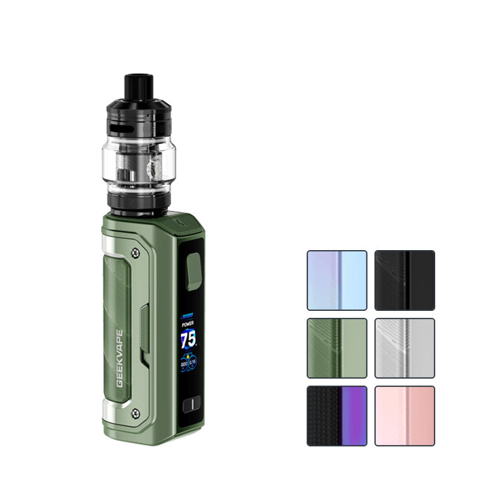 Geekvape Aegis Mini 5 Kit with six squares showcasing six out of the six colours available