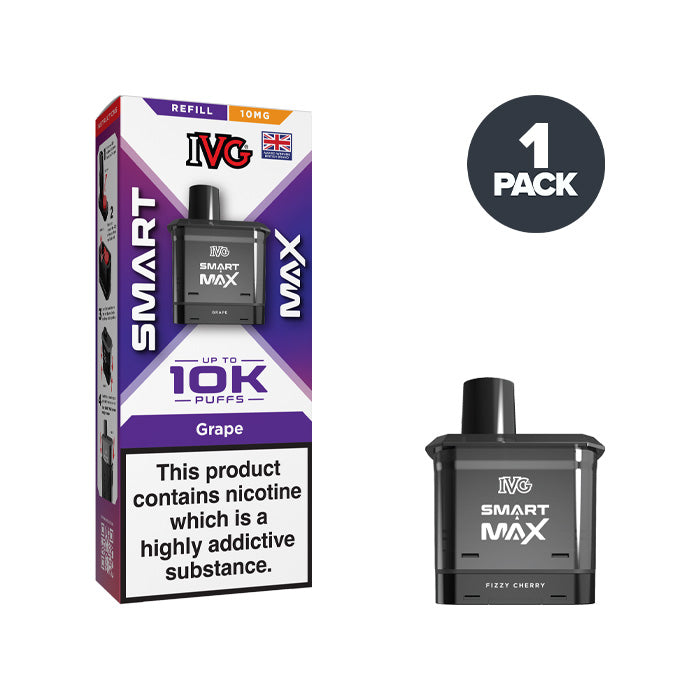 Grape 10mg IVG Smart Max Refill Pack and Box