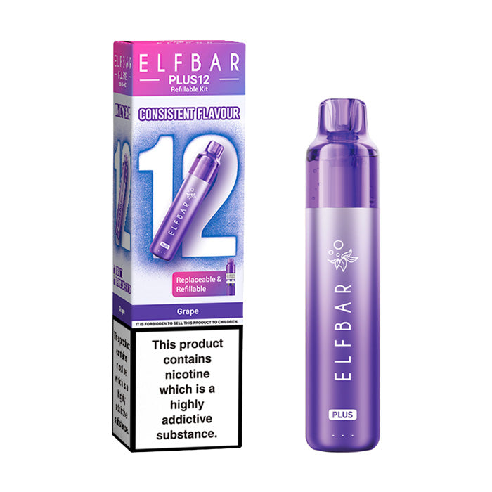 Grape Elf Bar Plus 12 Prefilled Pod Kit with Box