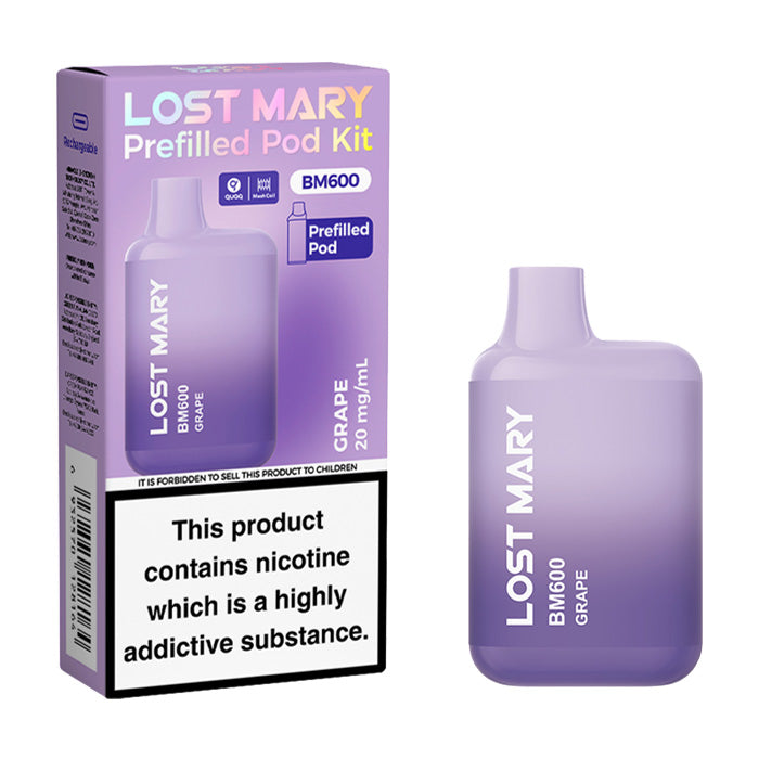 Grape Lost Mary BM600 Prefilled Pod Kit and Box