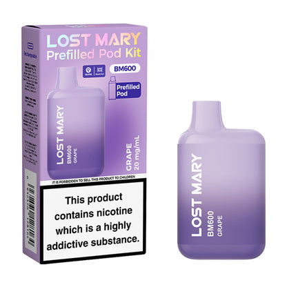 Grape Lost Mary BM600 Prefilled Pod Kit and Box