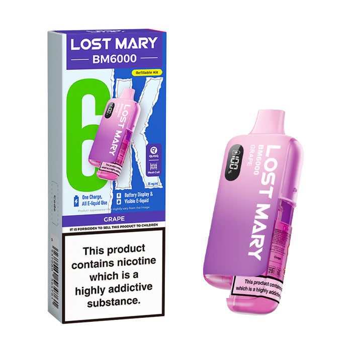 Grape Lost Mary BM6000 Prefilled Pod Kit and Box