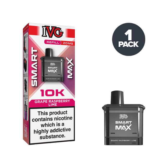 Grape Raspberry Lime IVG Smart Max Refill Pack and Box