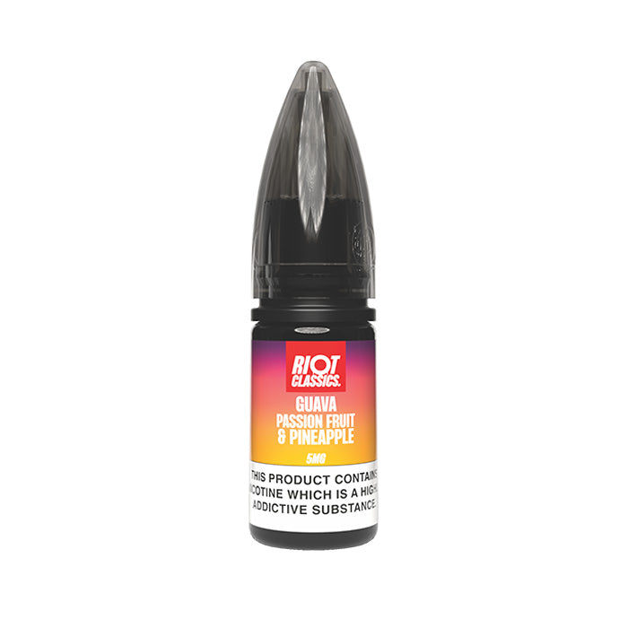 Guava Passionfruit & Pineapple Nic Salt E-Liquid by Riot Classics 5mg 10ml bottle