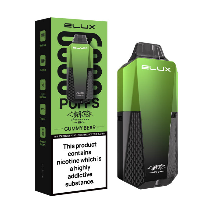 Gummy Bear Elux Cyberover 6K Prefilled Pod Kit and Box