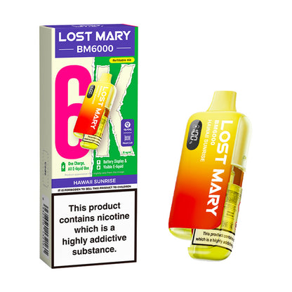 Hawaii Sunrise Lost Mary BM6000 Prefilled Pod Kit and Box