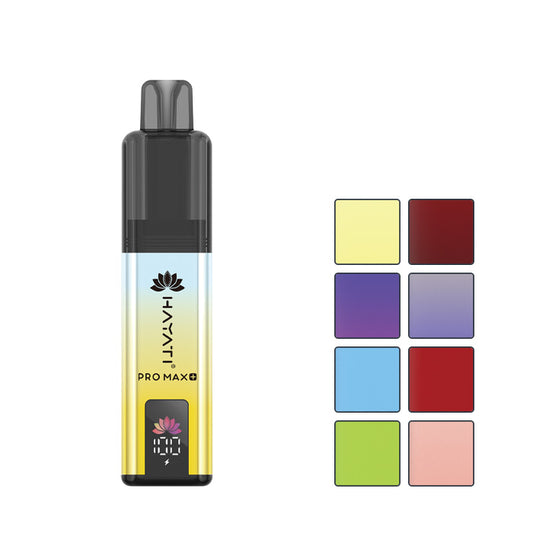 Hayati Pro Max Plus Kit with eight squares showcasing eight out of the thirty available flavours