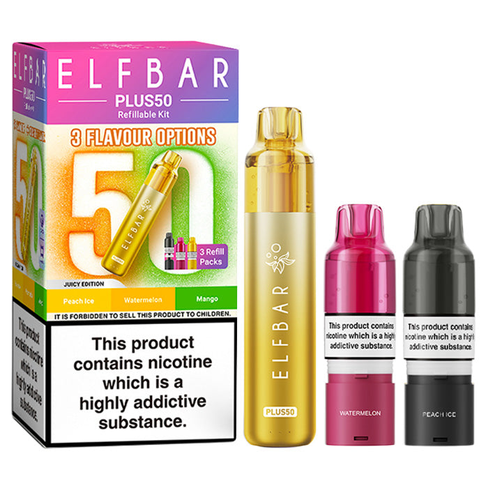 Juicy Edition Elf Bar Plus 50 Prefilled Pod Kit and Box