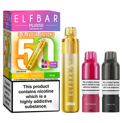 Juicy Edition Elf Bar Plus 50 Prefilled Pod Kit and Box