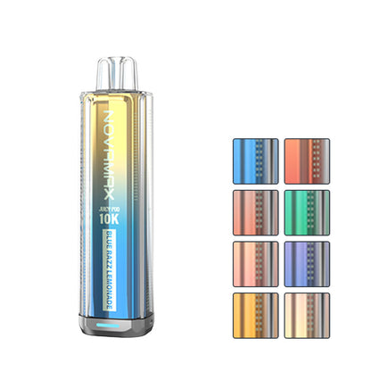 Juicy Pod Novamax 10K Prefilled Pod Kit with eight squares showcasing eight out of the twenty available flavours