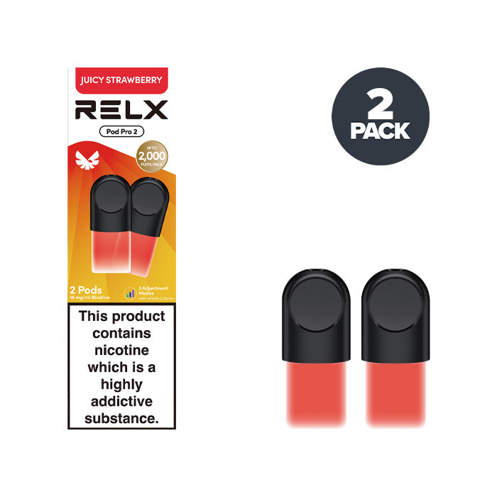 Juicy Strawberry RELX Pod Pro 2 Pods and Box