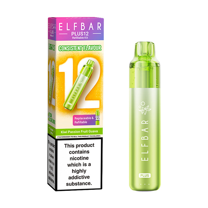 Kiwi Passion Fruit Guava Elf Bar Plus 12 Prefilled Pod Kit with Box
