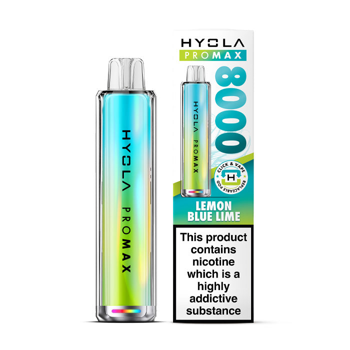 Lemon Blue Lime Hyola Pro Max 8000 Prefilled Pod Kit and Box