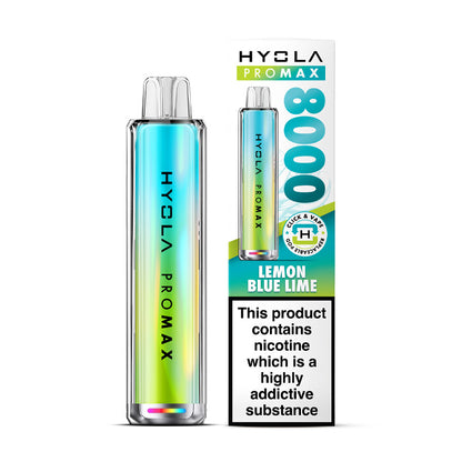 Lemon Blue Lime Hyola Pro Max 8000 Prefilled Pod Kit and Box