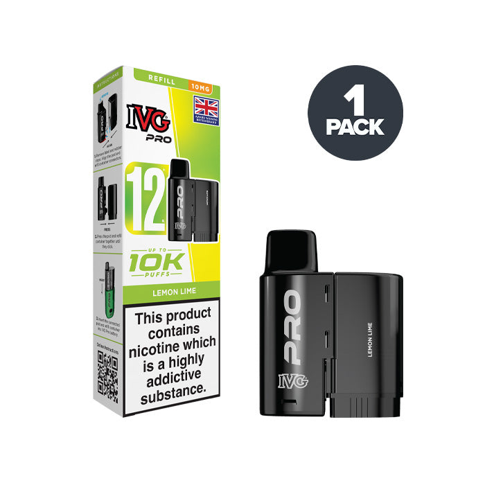 10mg Lemon Lime IVG Pro 12 Refill Pack and Box