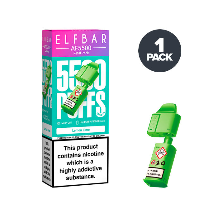Lemon Lime Elfbar AF5500 Prefilled Pods and Box