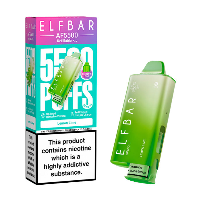 Lemon Lime Elf Bar AF5500 Prefilled Pod Kit and Box