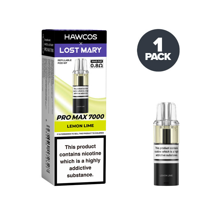 Lemon Lime Hawcos X Lost Mary 7000 Pro Max Prefilled Pod and Box