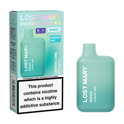 Lemon Lime Lost Mary BM600 Prefilled Pod Kit and Box