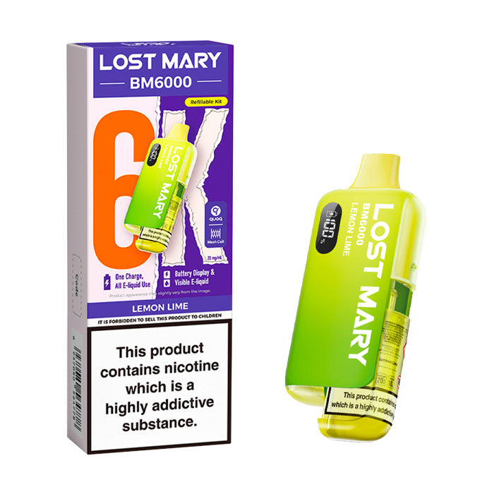 Lemon Lime Lost Mary BM6000 Prefilled Pod Kit and Box