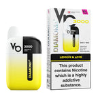 Lemon & Lime Vapes Bars Diamond 3000 Prefilled Vape Kit and Box