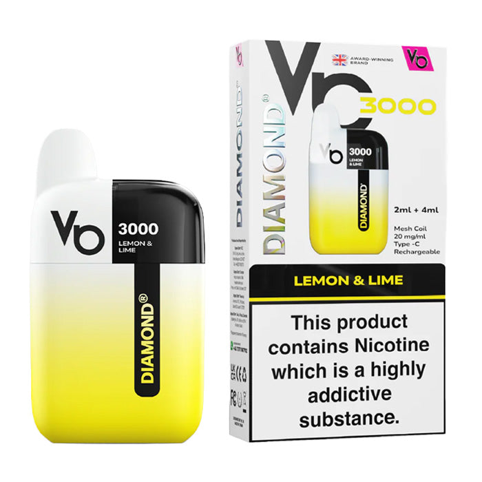 Lemon & Lime Vapes Bars Diamond 3000 Prefilled Vape Kit and Box