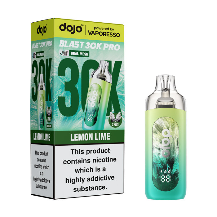 Lemon Lime Vaporesso Dojo Blast 30K Pro Pod Kit and Box