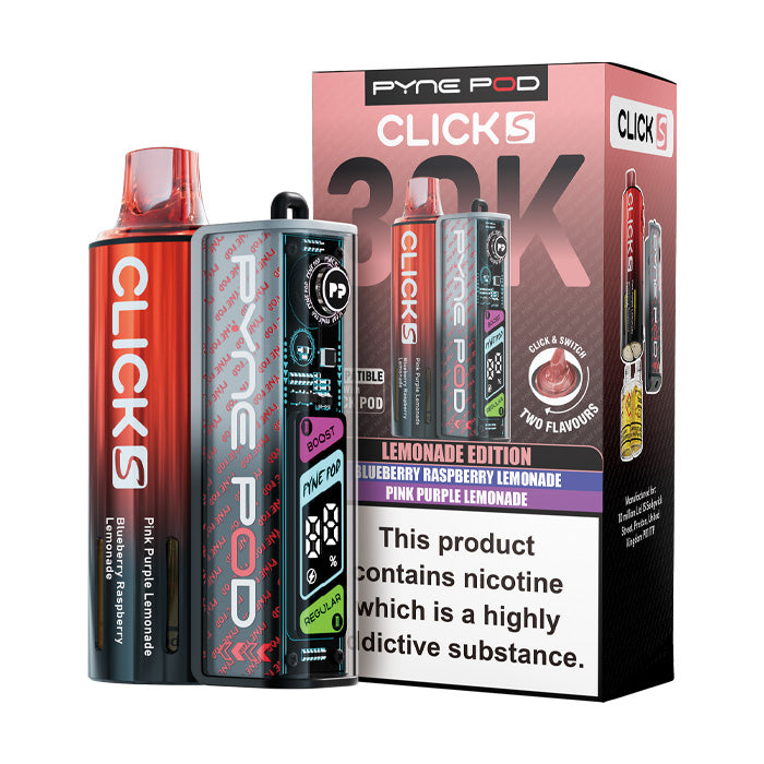 Lemonade Edition Pyne Pod Click S 30K Pod Kit and Box