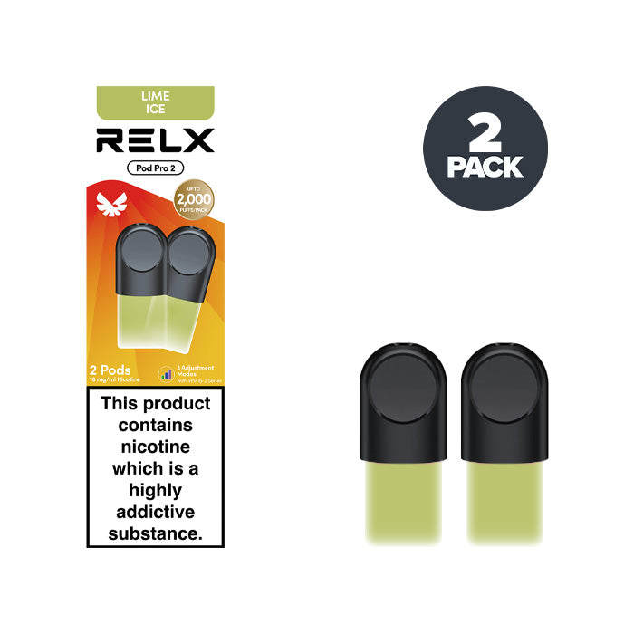 Lime Ice RELX Pod Pro 2 Pods and Box