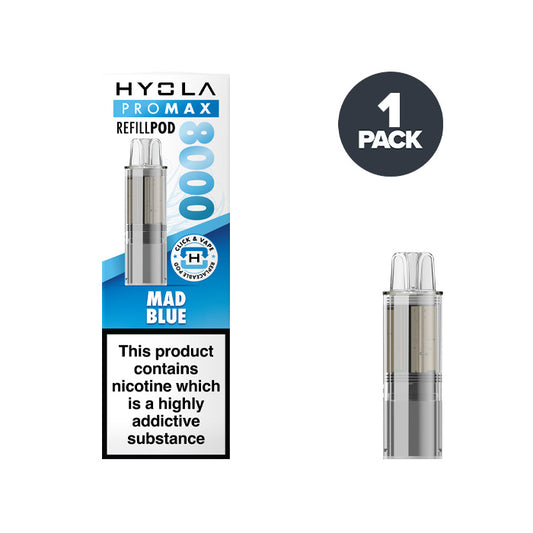 Mad Blue Hyola Pro Max 8000 Prefilled Pod and box.