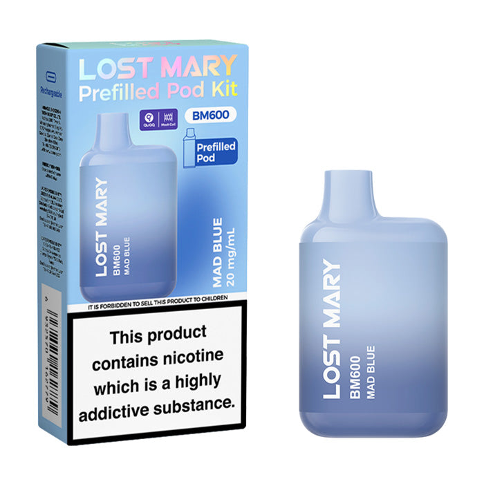 Mad Blue Lost Mary BM600 Prefilled Pod Kit and Box
