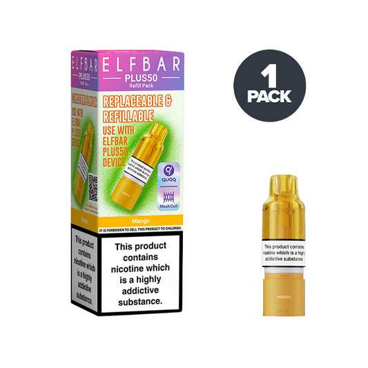 Mango Elf Bar Plus 50 Prefilled Pod and Box