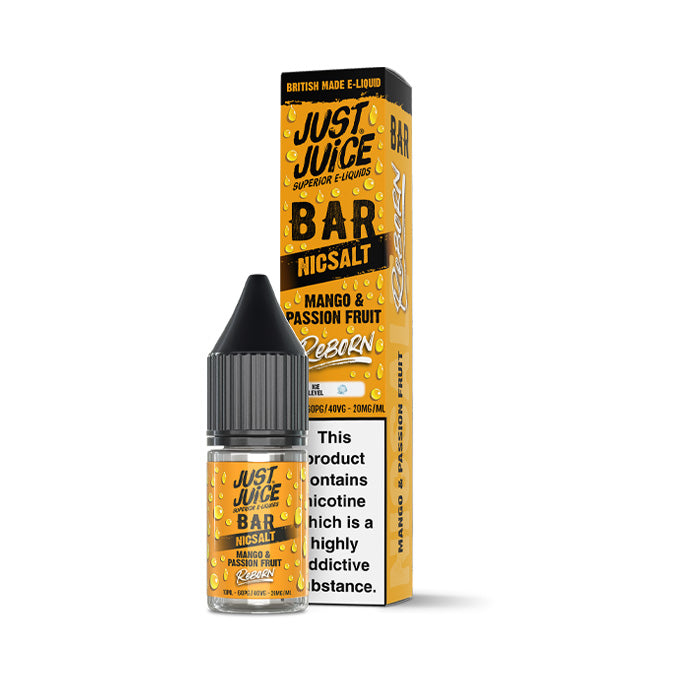 Mango Passion Fruit Just Juice Bar Reborn 10ml Nic Salt E-Liquids and Box