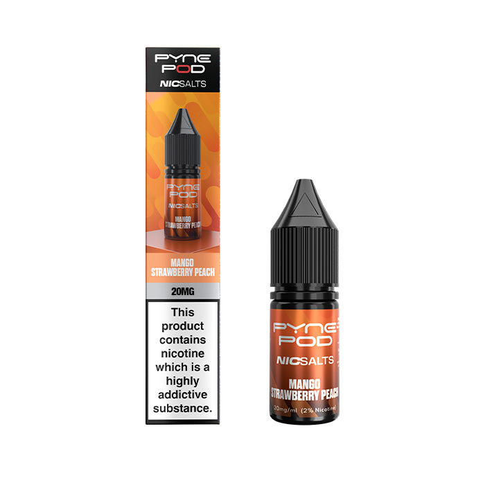 Mango Strawberry Peach Pyne Pod 10ml Nic Salt E-Liquid and Box